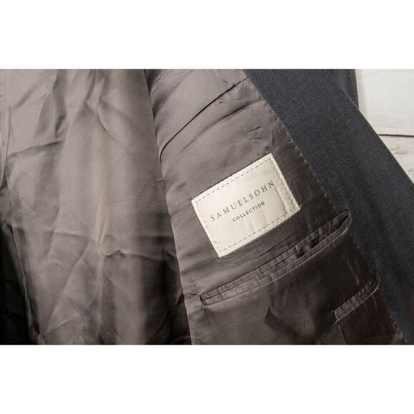 Samuelsohn Black Suit Jacket Blazer Linen look 100% Wool 54R - Picture 9 of 10